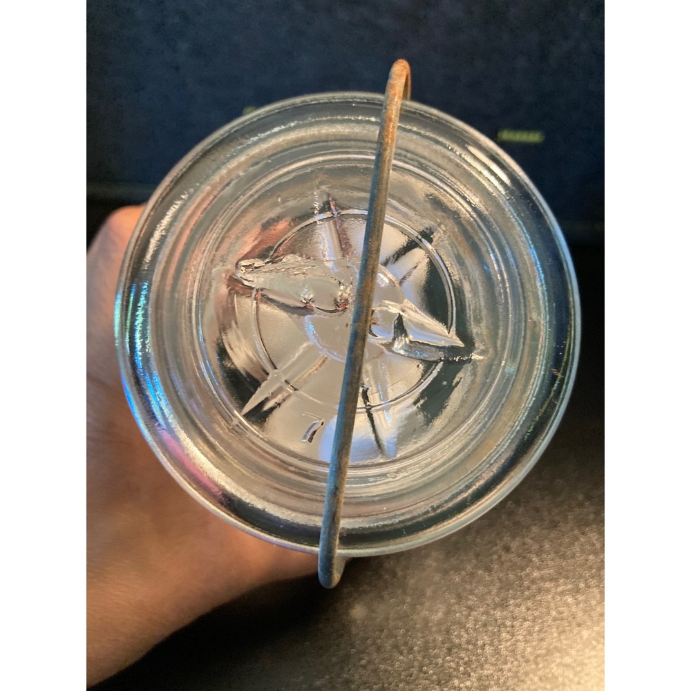Vintage Ball Ideal Clear Glass Canning Jar with Glass Lid and Wire Bail 5.5in - Picture 6 of 8
